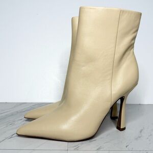 Sam Edelman Ella Pointy Toe Eggshell Leather Bootie 7 1/2 M